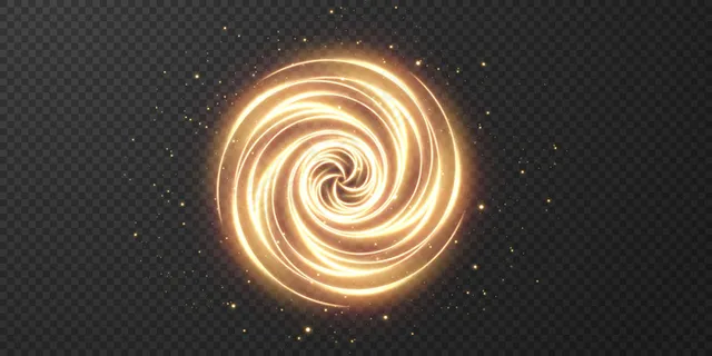 轻现实曲线。神奇闪亮的金光效果。