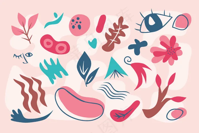 抽象的有机形状背景为粉红色eps,ai矢量模版下载