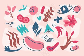 抽象的有机形状背景为粉红色