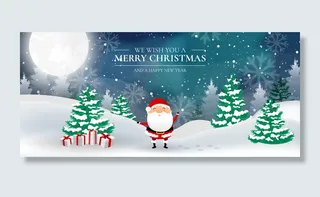 现代圣诞景观与圣诞老人和北极光