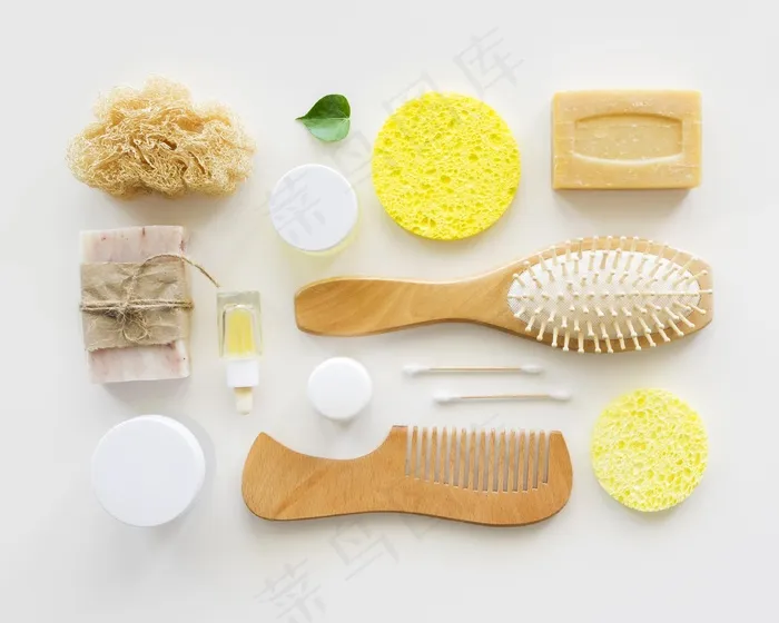 健康产品和刷子spa治疗理念