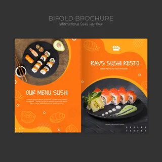 寿司店双折小册子模板