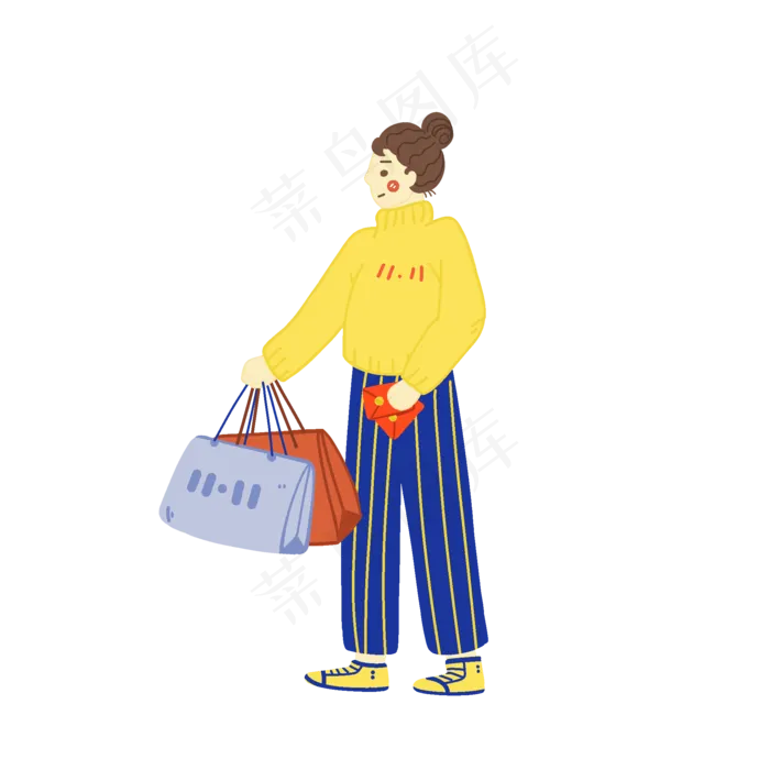 双十一抢红包购物人物png(2000X2000(DPI:300))psd模版下载