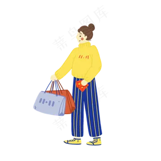 双十一抢红包购物人物png