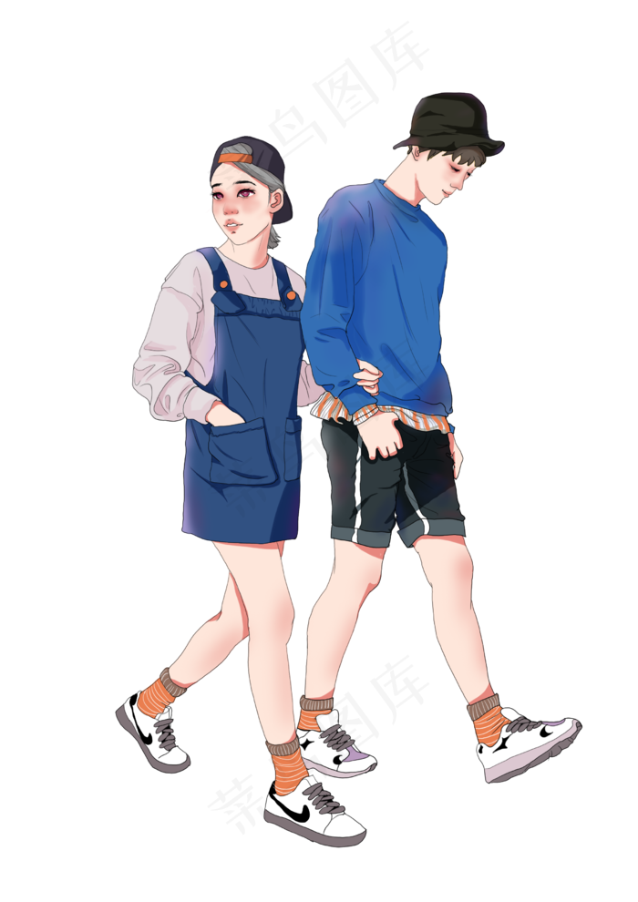 小清新人物男女七夕情侣组合