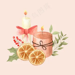 水彩圣诞蜡烛背景