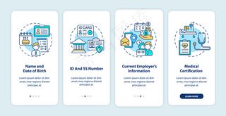 残疾保险索赔信息登机手机app移动应用程序app页面屏幕与概念。