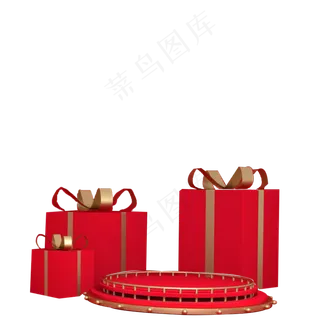 立体礼盒和舞台免抠图