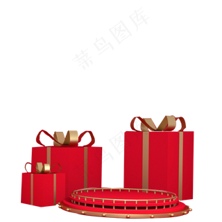立体礼盒和舞台免抠图
