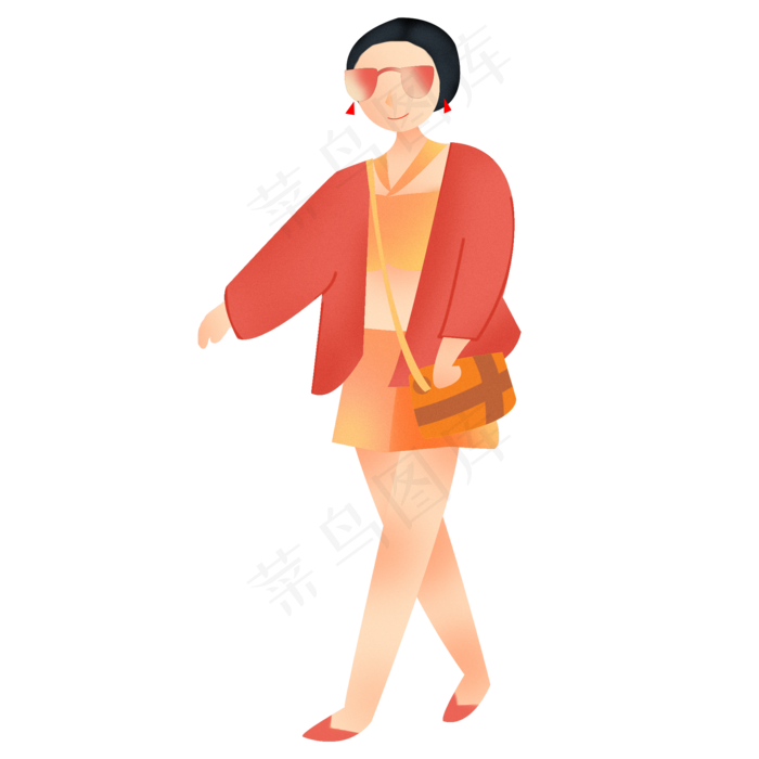 购物达人双十一扁平卡通人物(2000X2000(DPI:300))psd模版下载