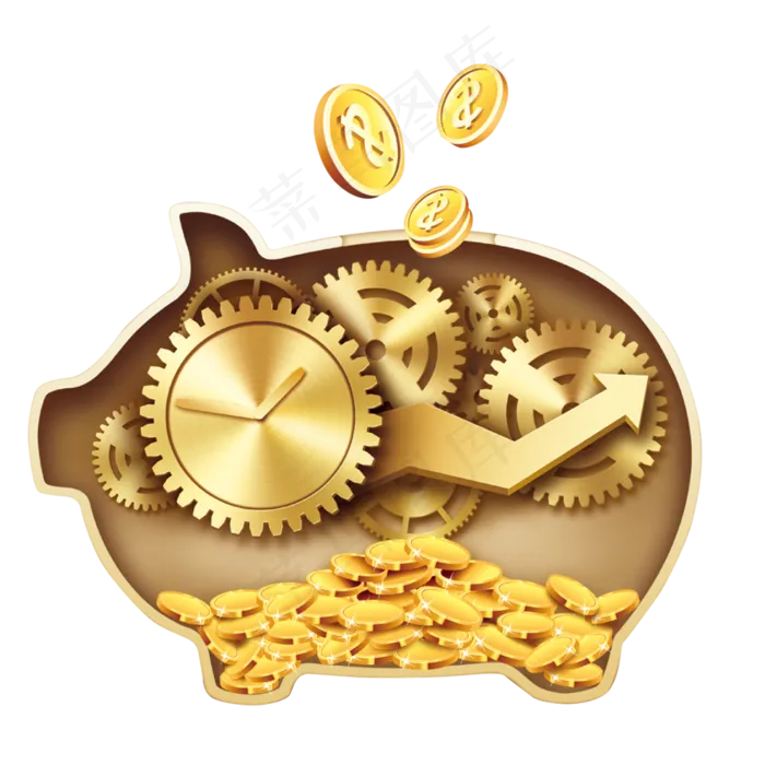金融资讯金色小猪储钱罐(1000X1000(DPI:72))psd模版下载