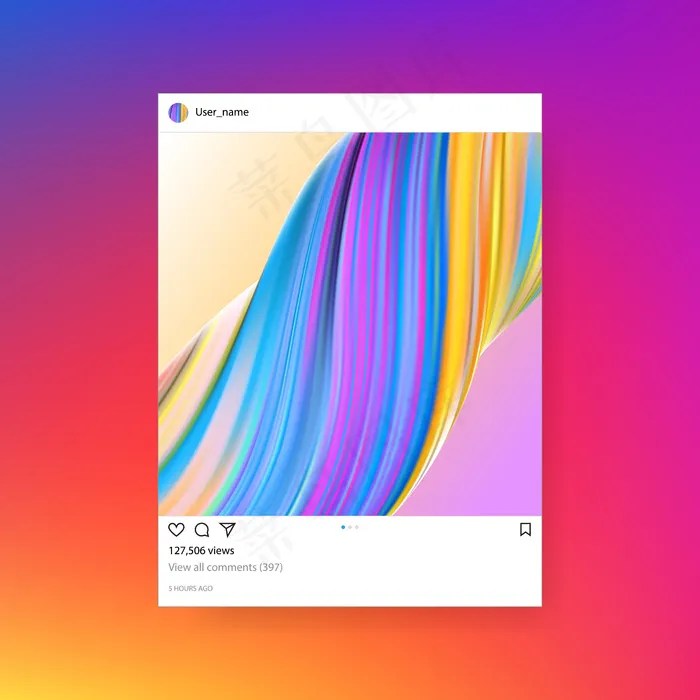 Instagram相框模板，创意渐变插图背景。eps,ai矢量模版下载