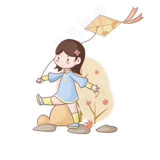 秋天在户外玩耍的女孩子