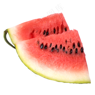 两块切开的带籽西瓜实拍