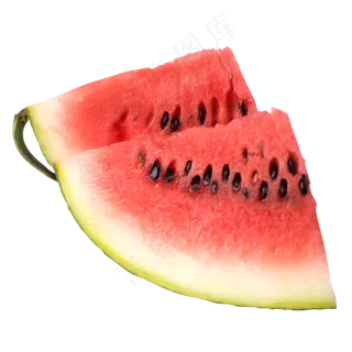 两块切开的带籽西瓜实拍