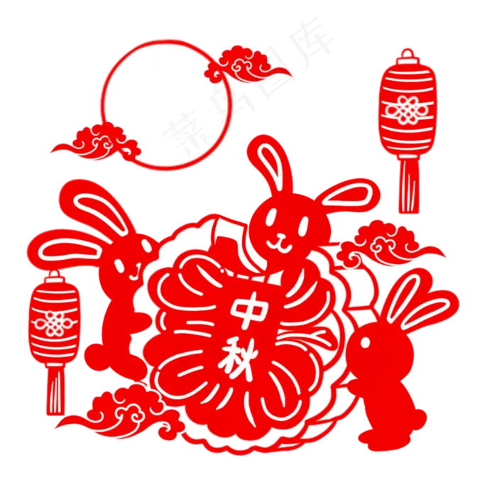 中秋节月饼剪纸(3000X3000(DPI:300))psd模版下载