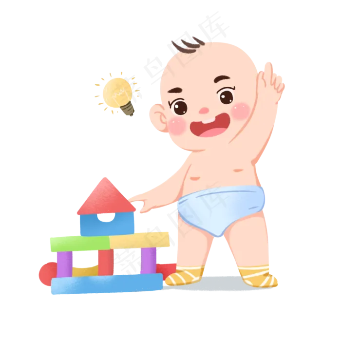 母婴婴儿baby可爱宝宝搭积木png(2000X2000(DPI:300))psd模版下载