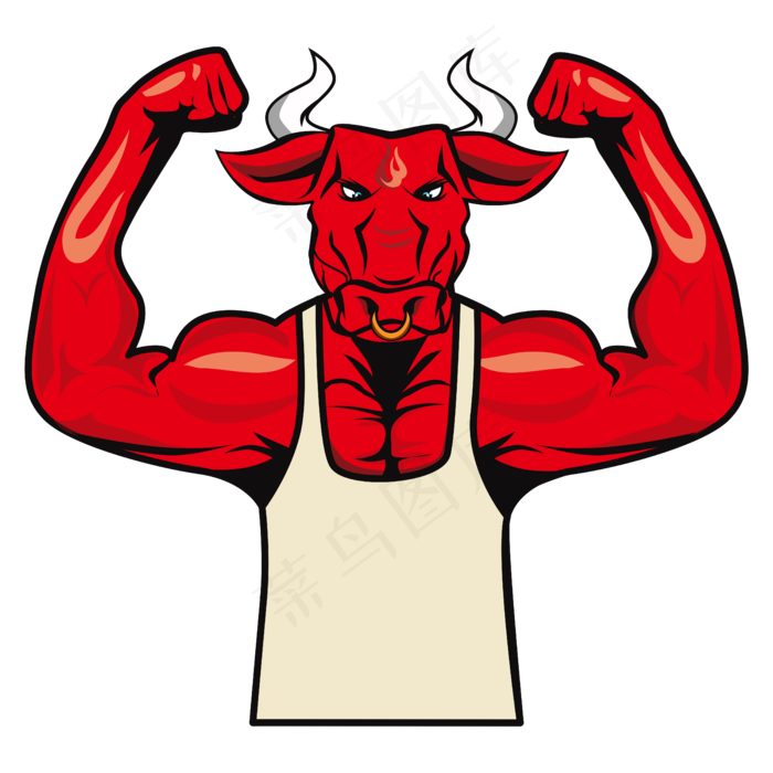 健身牛力量矢量图