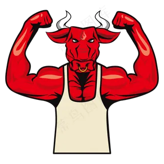 健身牛力量矢量图