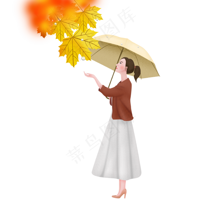 秋分秋季打伞的女孩