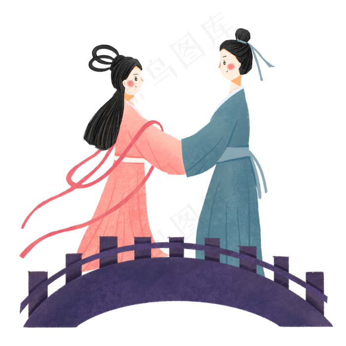 七夕情人节牛郎织女鹊桥相会装饰