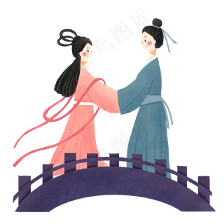 七夕情人节牛郎织女鹊桥相会装饰