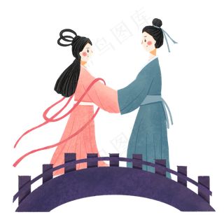 七夕情人节牛郎织女鹊桥相会装饰