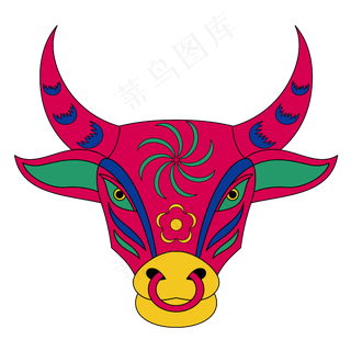 牛年民族拼色牛剪纸