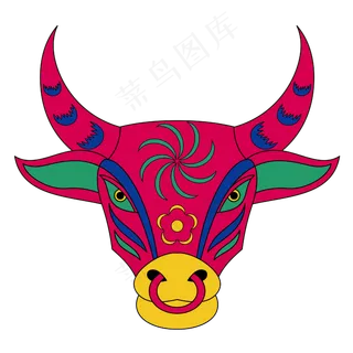 牛年民族拼色牛剪纸
