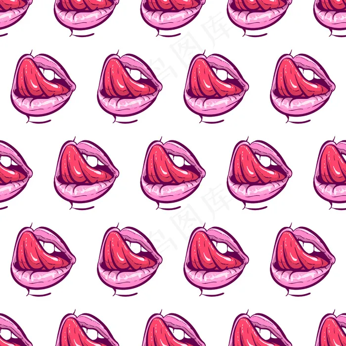 粉红嘴唇无缝图案eps,ai矢量模版下载