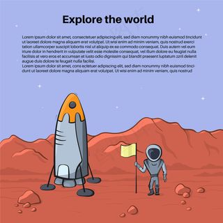 宇宙飞船、火箭、火星车的矢量插图集。涂鸦卡通矢量图标。