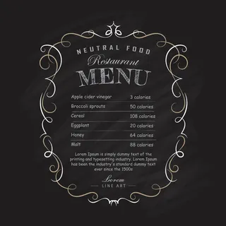 菜单餐厅黑板手绘框复古繁茂插图