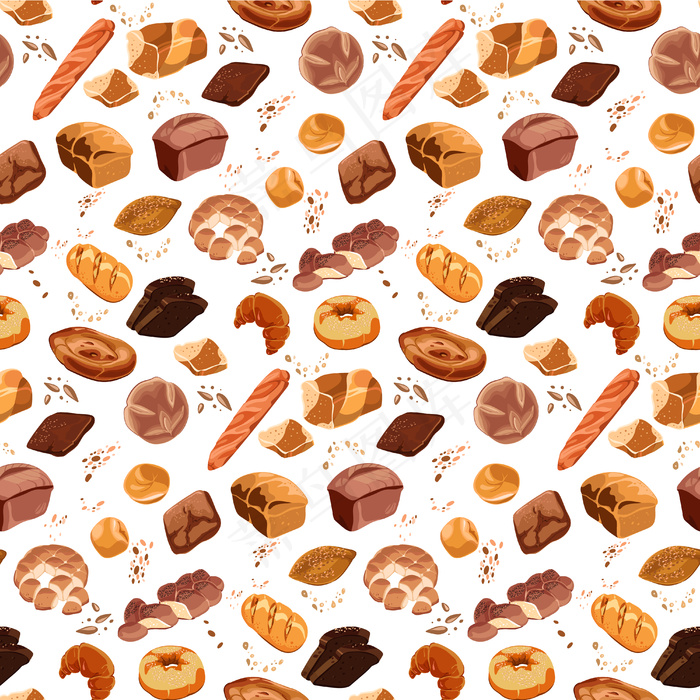 彩色烘焙产品无缝图案