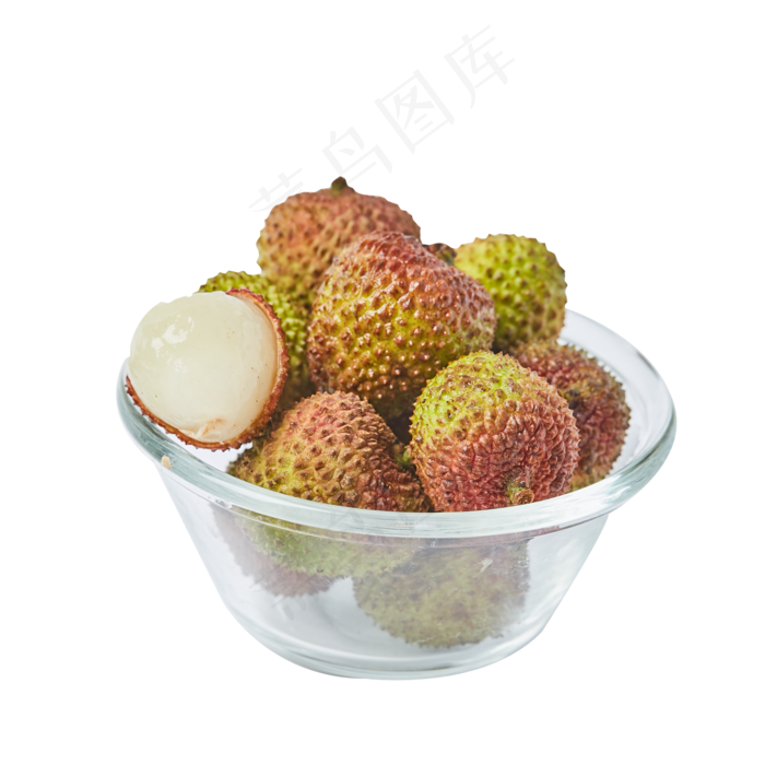 一碗新鲜刚洗的荔枝免抠图