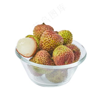 一碗新鲜刚洗的荔枝免抠图