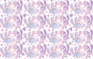 无缝图案的兔子卡通设计，卡哇伊表情可爱，人物搞笑又有表情