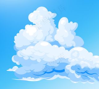 蓝色背景上的多云天空