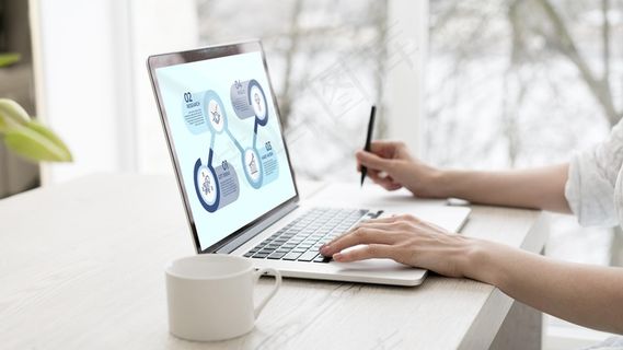 自由职业者在笔记本电脑上工作