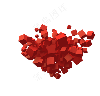 红色3D方体桃心矢量图
