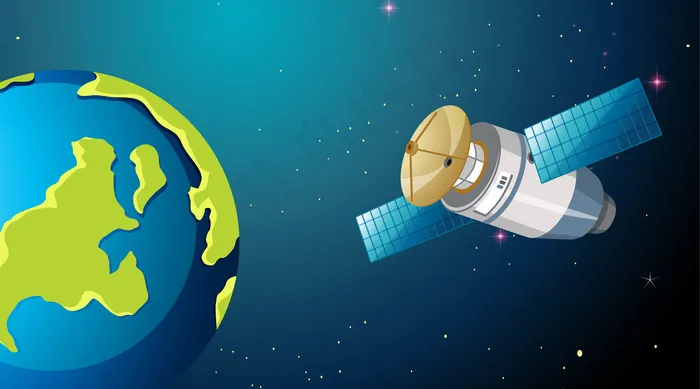 卫星与地球场景eps,ai矢量模版下载