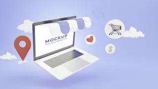 基于网上购物概念的笔记本电脑商店三维渲染