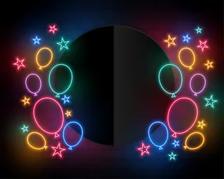 霓虹风格和文字空间的庆祝生日气球