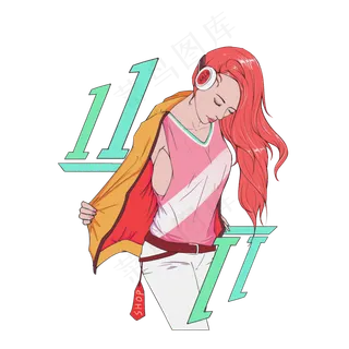 波普风格双十一电商人物免扣PNG