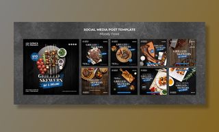 烤肉串餐厅社交媒体帖子模板