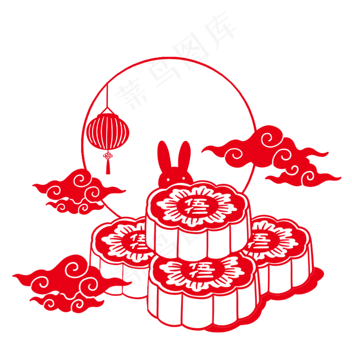 中秋节剪纸(3000X3000(DPI:300))psd模版下载