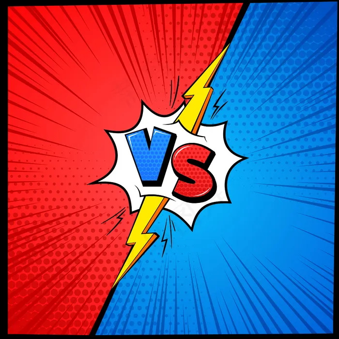 Vs卡通背景。半色调漫画相框。战斗竞赛mma格斗挑战赛eps,ai矢量模版下载