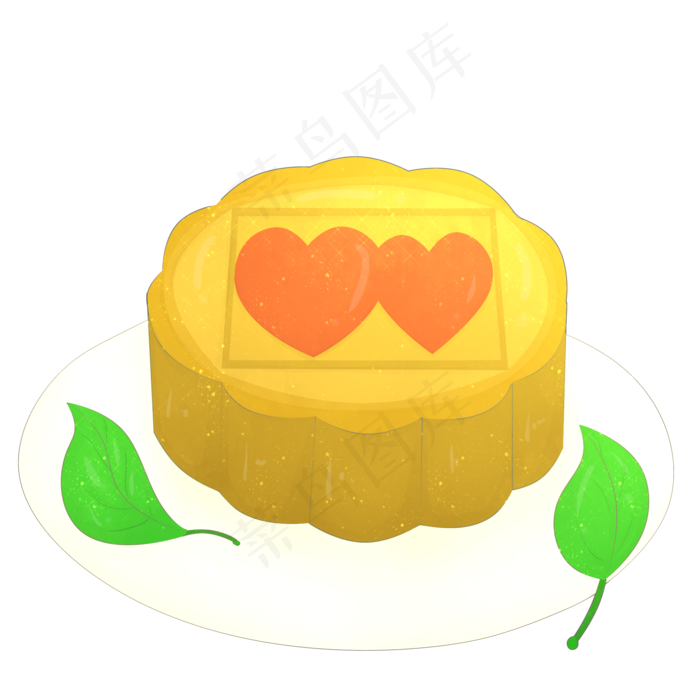 双心黄色中秋月饼(2000X2000(DPI:299))psd模版下载