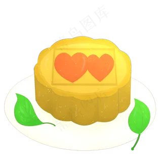 双心黄色中秋月饼