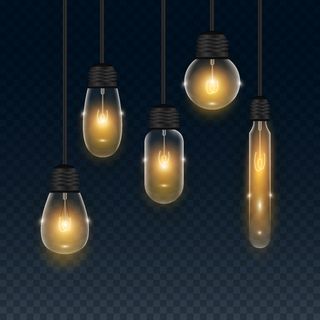 一套逼真的透明灯泡
