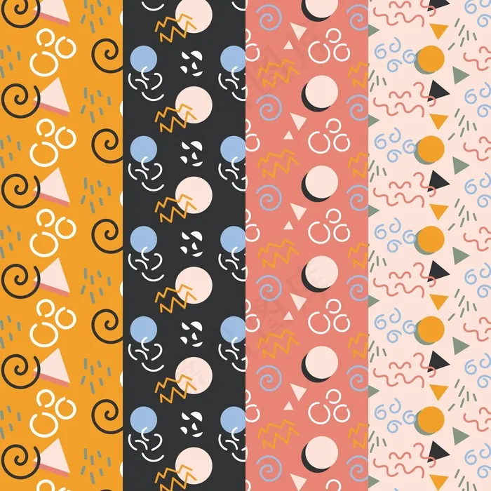 孟菲斯图案系列eps,ai矢量模版下载